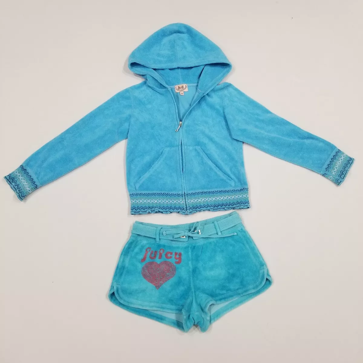 Vintage Y2k Juicy Couture Tracksuit Set Jacket Shorts XS Aqua Turquoise  Blue | eBay