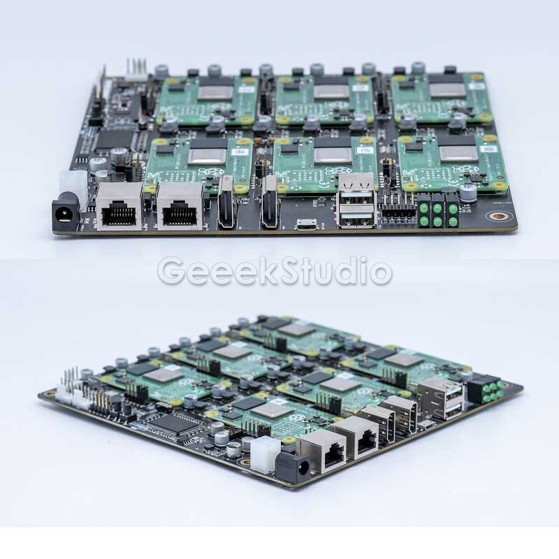 DeskPi Super6C Raspberry Pi CM4/CM5 Cluster Mini-ITX Board 6 RPI CM4 ...