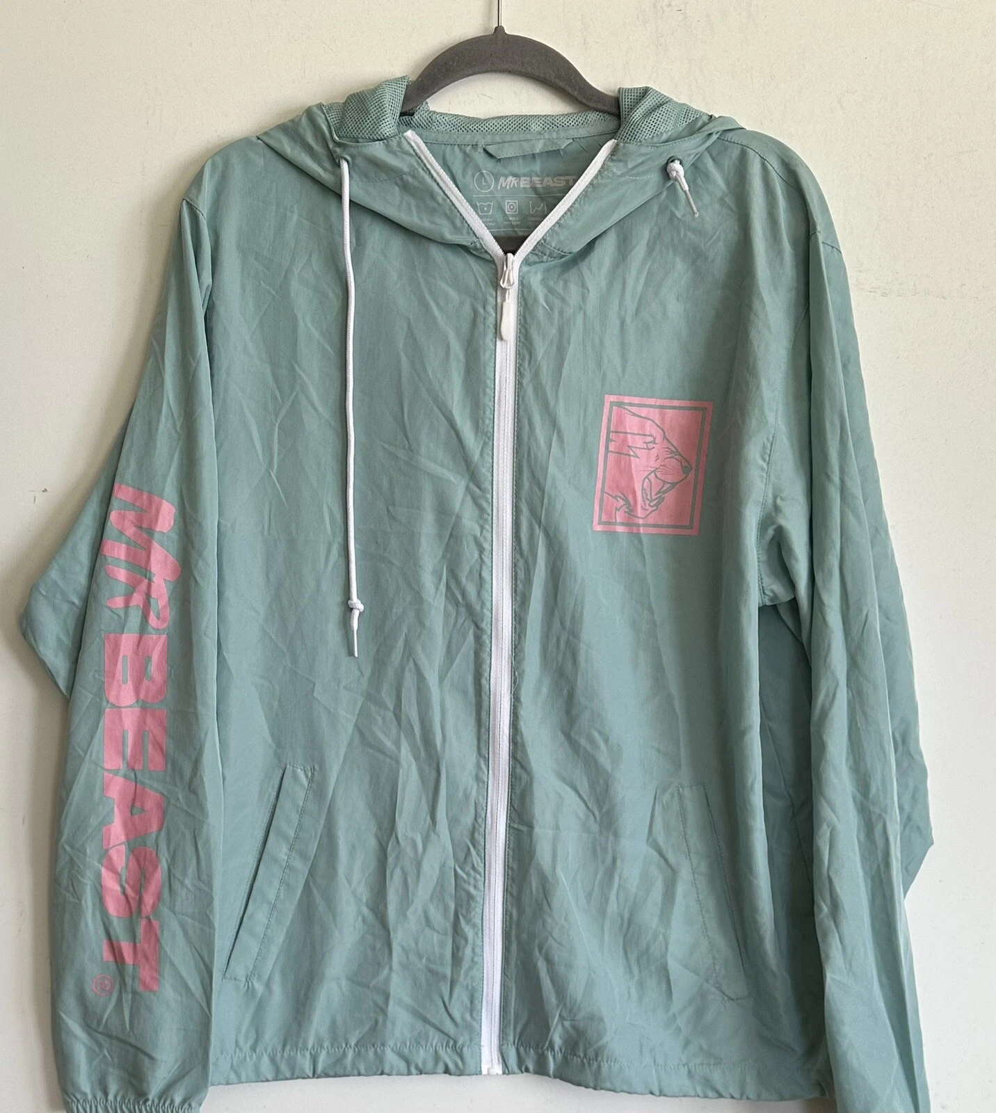 Mr.Beast Hooded Jacket with Logo Mens Large Full Zip