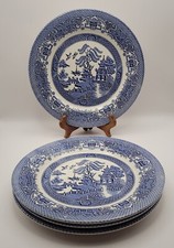 EIT Blue Willow Dinner Plates England VTG Ironstone B Border-Set Of 4