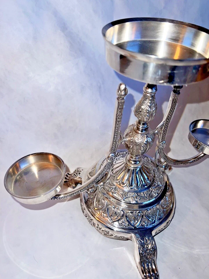 Andrea by Sadek Candelabra 镀银柱形蜡烛复古中心装饰品 — 第 2/4 张图片