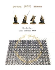 ZINN - unbemalt - 4 Hochelben / Speerträger ...