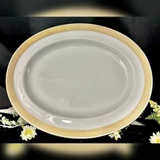 Spode Honeycomb Oval Serving Plater 15” Vintage Spode Serving Dish Gold & Ivory