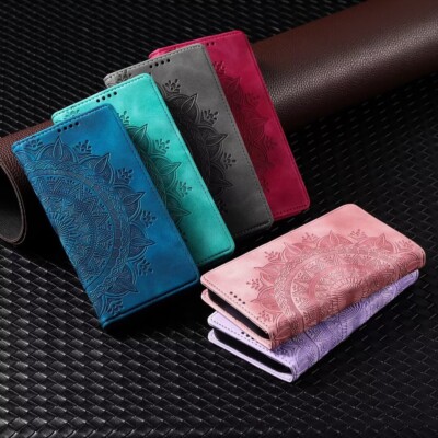 Totem Cell Phone Case Flip Leather Credit Card Slots Book with Stand Magnetic
