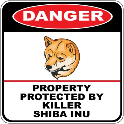 Crossing Sign Danger Property Protected by Killer Shiba Inu Dog Cross Xing Metal