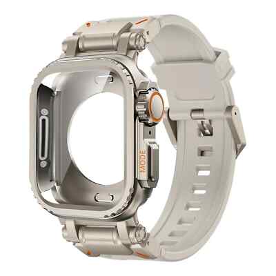 Silicone Sports Band+Metal Rugged Case For Apple Watch Ultra 11 10 9 8 7 6 5 SE