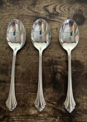 3 - Oneida Community BANCROFT Stainless Flatware 7'' Tablespoons Betty Crocker