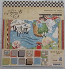 GRAPHIC 45 MOTHER GOOSE 8x8 PAPER PAD NEW, RETIRED PAPERCRAFT COLLECTION CR1