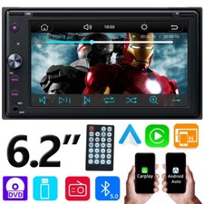 6.2" Double Din Car Stereo FM Radio CD DVD Player Wireless Carplay Bluetooth USB