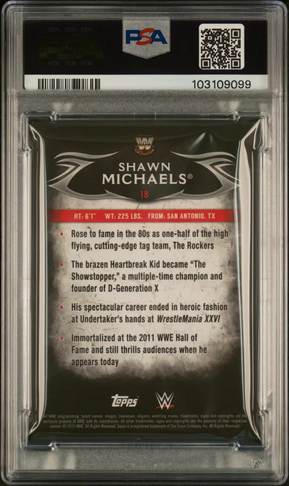 Shawn Michaels Razor Ramon 2015 WWE Undisputed Black /99 PSA Mint 9 POP 2's HOF - Image 2 of 3