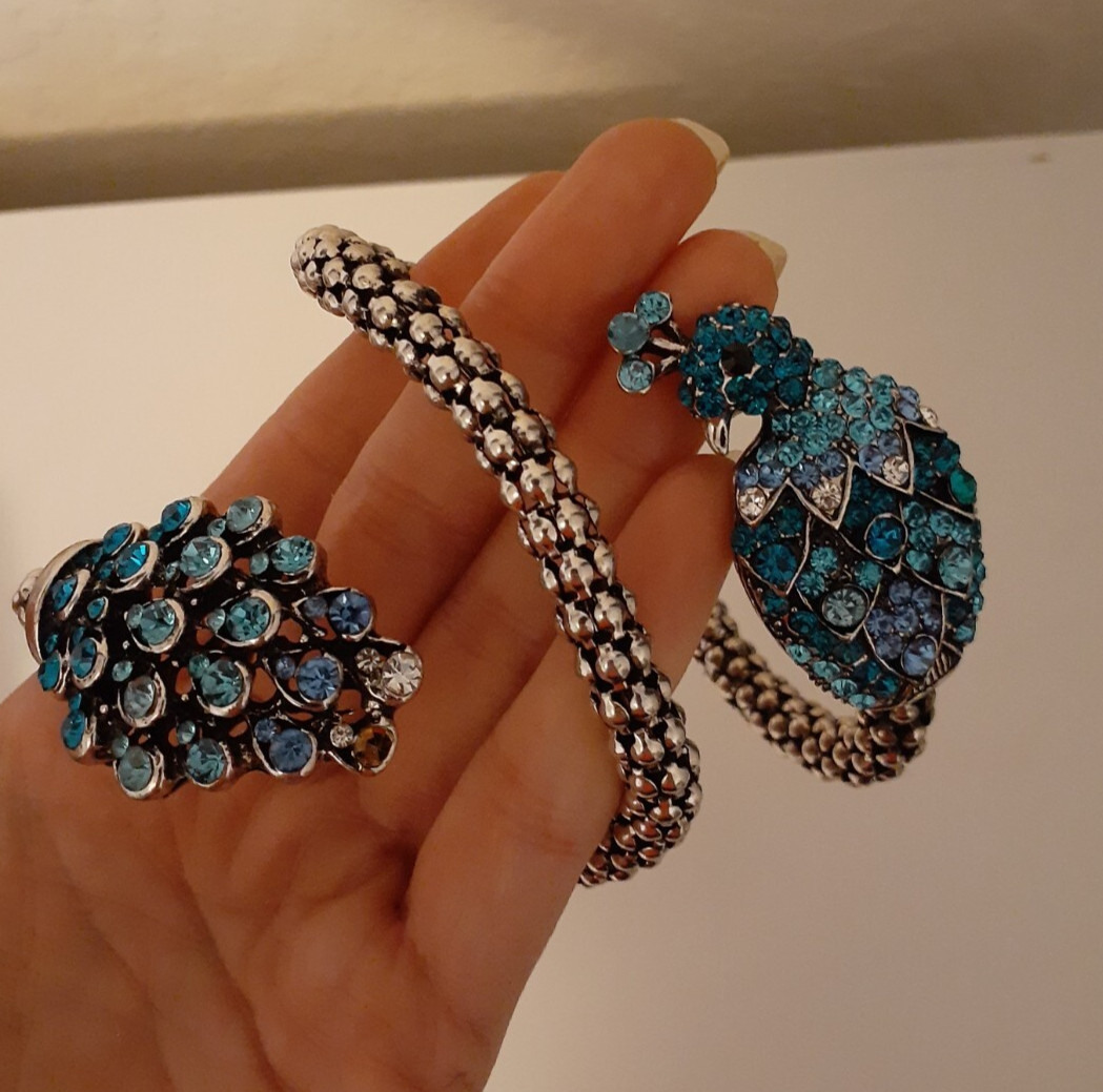 Peacock Bangle Wrap Bracelet Statement Costume Je… - image 2
