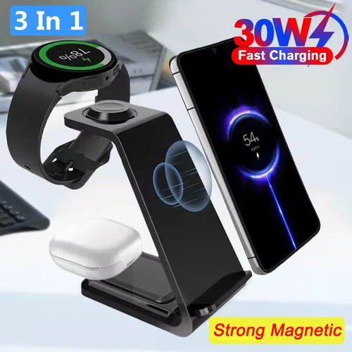 3In1 Wireless Charger Dock Charging Station For Samsung Galaxy S22 S23 Watch 3 4 - Photo 24 sur 26