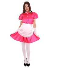 Women s French Apron Maid Dress Costume ,Uniform Costumes Pink ,HC-1250