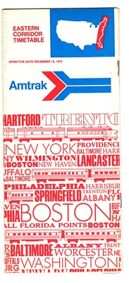 AMTRAK - OSTKORRIDOR ÖFFENTLICHER FAHRPLAN - 15.12.1972