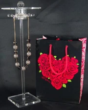 BRIGHTON Dream Weaver Black Onyx Silver Plated Necklace + Gift Bag