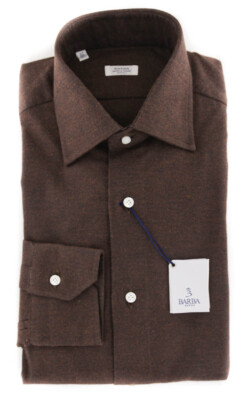 Barba Napoli Brown Solid Cotton Shirt - Slim - (851)