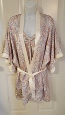 Vtg Pink N Blue Deena Peignoir Set Robe Nightgown Nylon Large Old Hollywood