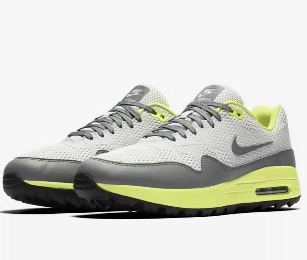 Nike Air Max 1 G Golf Cleat Shoes Men's size 7.5 Lemon Venom Gray CI7576-003 NEW