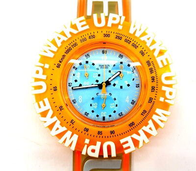Swatch Aqua Chrono Watch WAKE UP SBZ104 by Spike Lee Box Set AS-IS