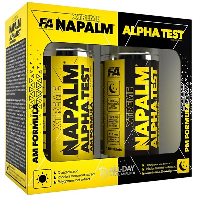 NAPALM / LEVRO TEST AM PM 240 Pillen Pro Testo-Buster Testosteron Muskelaufbau