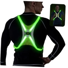 LED Reflective Vest, Light Up Running Vest Reflective Vest for Large Green