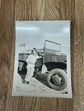 Vintage Military Photo, Military Vehicle With Soldier