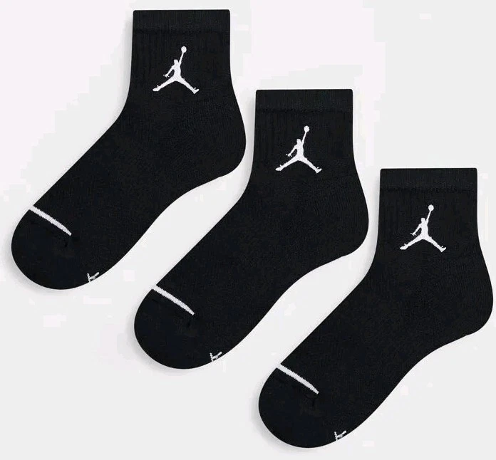 Nike Jordan Jumpman Logo Ankle Socks 3 Pack Black SMALL 2-5 OFFICIAL