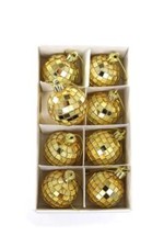 Cody Foster 1.5" Mini Mirror Disco Ball Christmas Retro Ornaments 8 Pc Set Gold