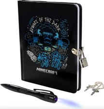 Minecraft Beware of the Dark Lock and Key Diary with Ballpoint Pen with UV Light