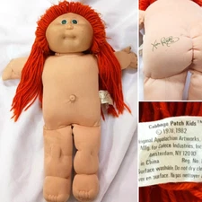 VTG COLECO CABBAGE PATCH KIDS DOLL ORANGE CARROT RED HAIR DIMPLE GREEN EYES 1982