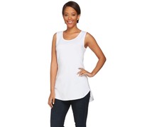 Kathleen Kirkwood Cool Shirt Tail Hem Slvless Knit Tank Top White S A271910 Kathleen Kirkwood Cool Shirt Tail Hem Slvless Knit Tank Top White S A271910