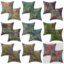 Indian Kantha Paisley Pillow Cushion Cover Bohemian Pillow Case Cover Pair Throw