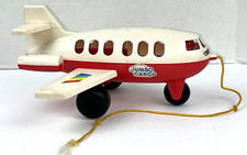 Jumbo Cargo Vintage 1970's Pull Toy Little People Airplane Red and White