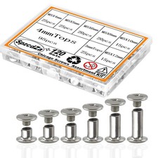 Chicago Screws Kit,SpzcdZa 120sets 6 Sizes Screw Rivets Silver Chicago Bindin...