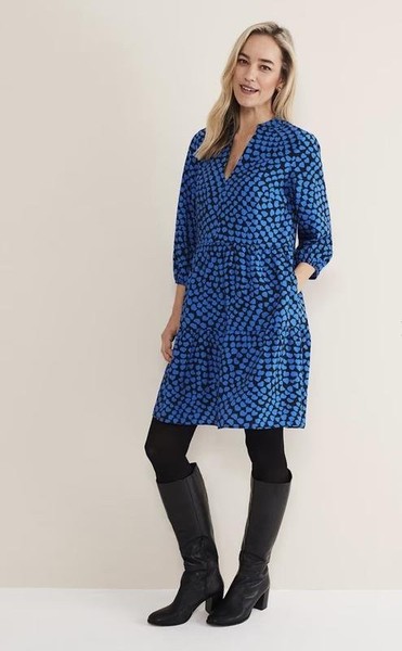 Women Phase Eight Dress Navy Viscose 42 / XL / 50 #CCX5