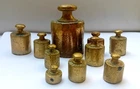 Lot Of 10 Antique Brass Weights For Scale Weight Punch