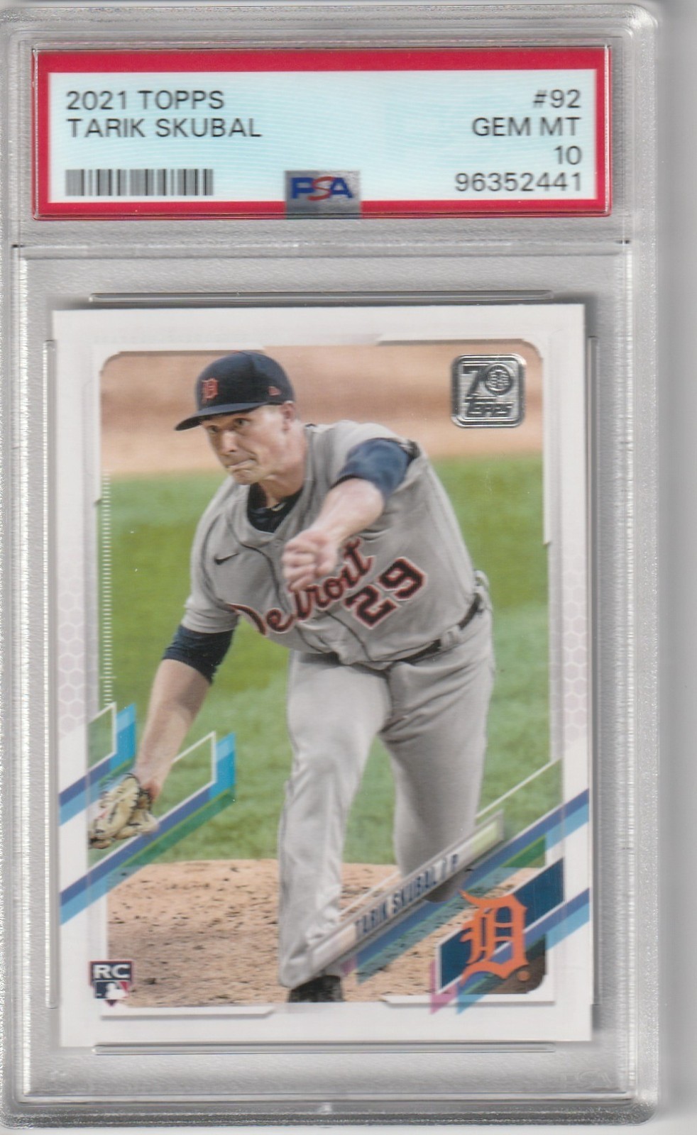 TARIK SKUBAL 2021 TOPPS #92 PSA GEM MINT 10 DETROIT TIGERS CY YOUNG WINNER