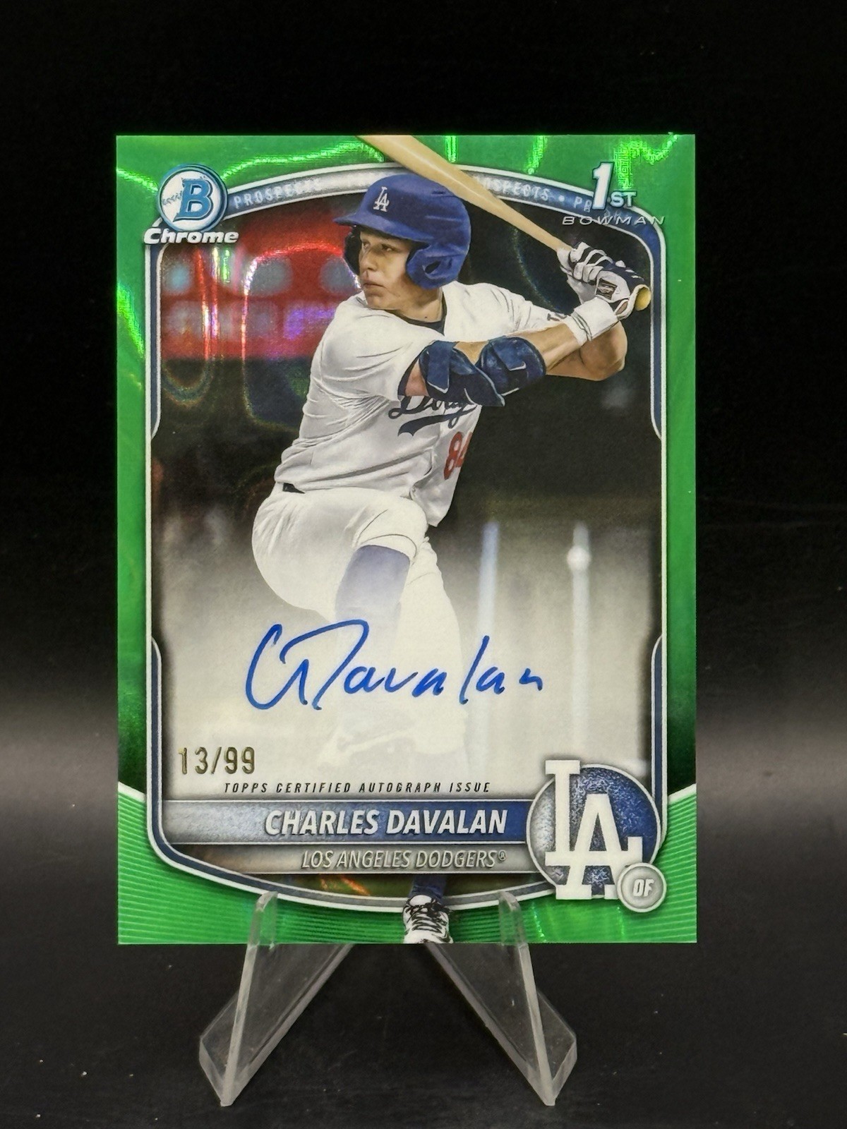 2025 BOWMAN DRAFT CHROME PROSPECT 1ST AUTO GREEN /99 CHARLES DAVALAN