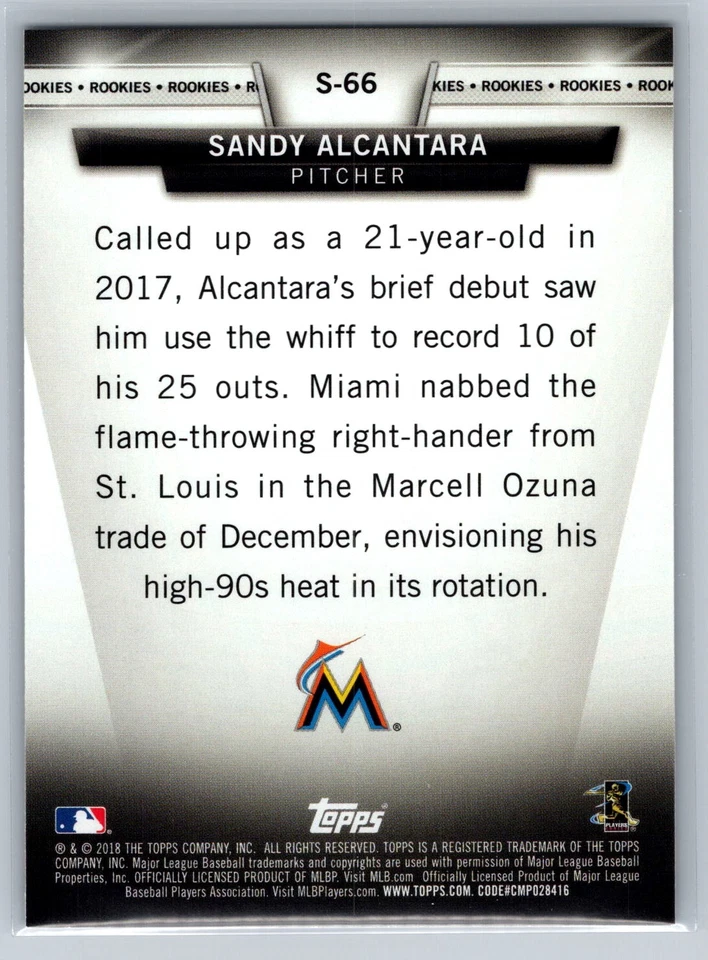 2018 Topps #S-66 Sandy Alcantara Topps Salute (Series Two) - Image 2 of 2