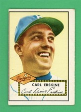1952 Topps #250 Carl Erskine *** VG+ (OC) *** Brooklyn Dodgers old baseball card