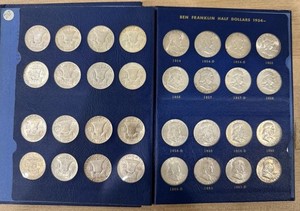 Complete Franklin Half Dollar Set 1948-1963 35 Coins, 90% Silver Whitman # 9425