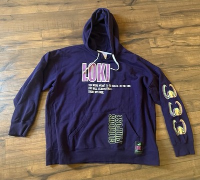Disney Parks Marvel Loki Master of Mischief Purple Pullover Hoodie Size XXL