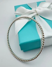 Tiffany & Co. Twist Rope Bangle Bracelet Sterling  Silver 925 Medium