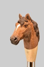 Hand carved horse design wooden walking stick for men women walking cane
