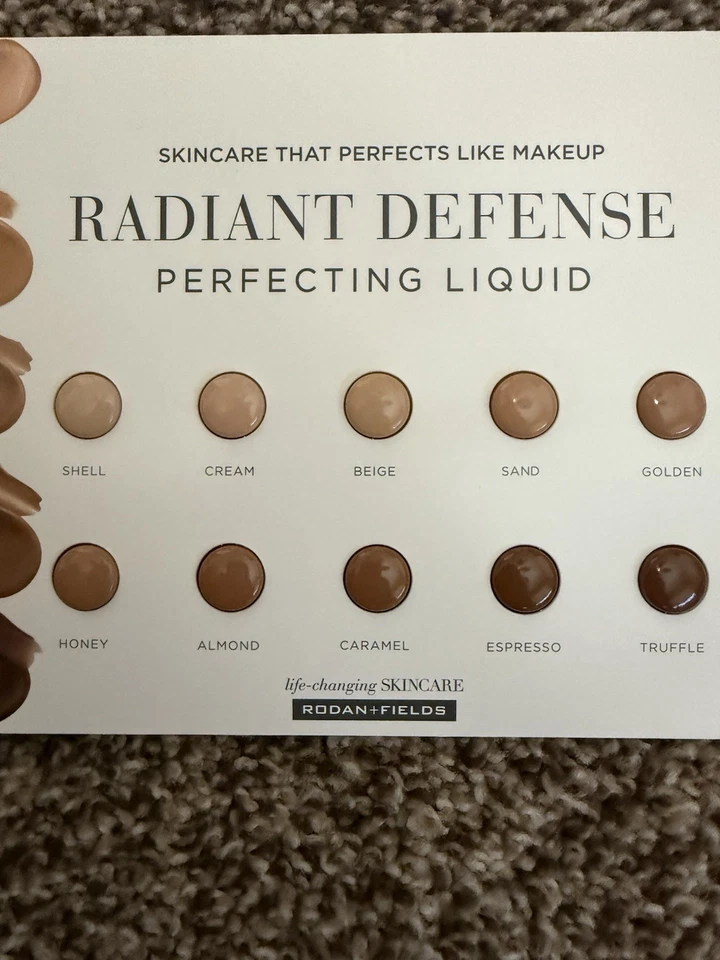 7 Card Lot Rodan + Fields Radiant Defense Perfecting Liquid Sample 10 Shades - Image 3 of 4