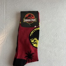 Jurassic Park Novelty Crew Socks 1 Pair Sz 10-13 NWT