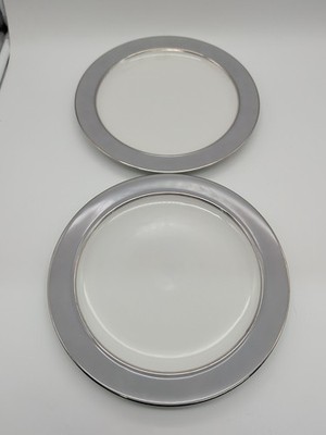 Easterling Majestic Dinner Plates Grey Platinum Trim Germany