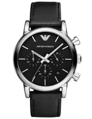 Emporio Armani Herren Luigi Chronograph Uhr AR1828 Schwarz Leder