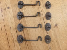 4 Iron Hook & Latch Eye Lock Drawer Hand Forged Barn Cabin Door **SOME RUST**