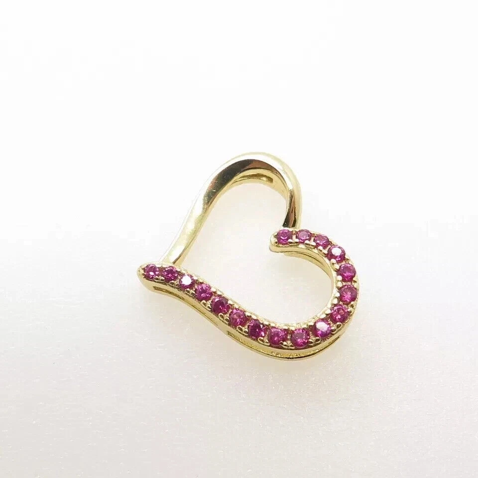 2Ct Round Cut Lab Created Pink Ruby Women's Heart Pendant 14K Yellow Gold Plated - Image 3 of 4